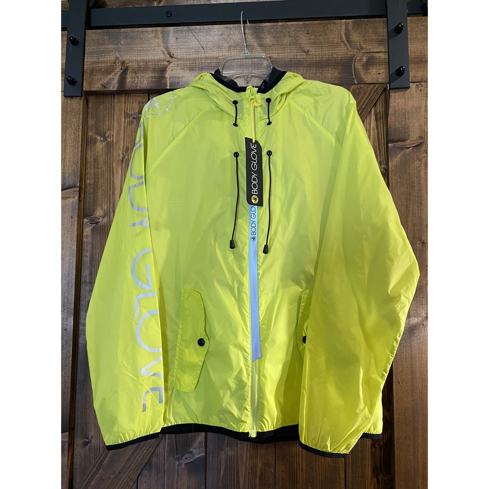 Body Glove Size L Yellow Packable Lightweight‎ Windbreaker Jacket NWT